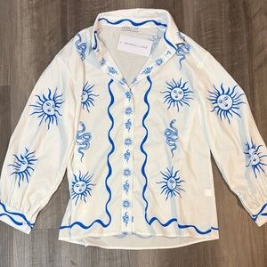 Kendall Lane White and Blue Buttondown Shirt